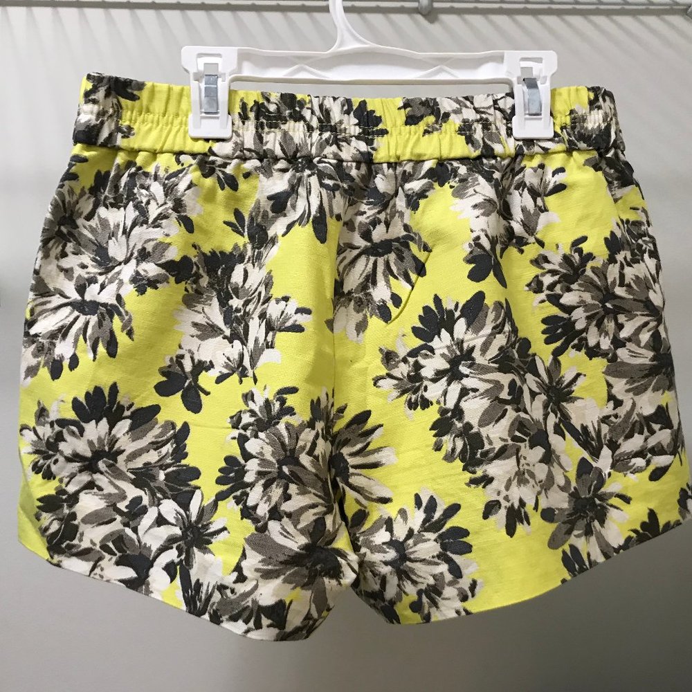 J Crew Yellow and Black Floral Short Size 2